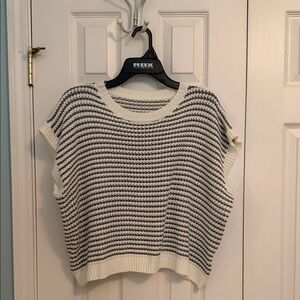 Striped Knit Sleeveless Sweater - White & Gray L NWOT